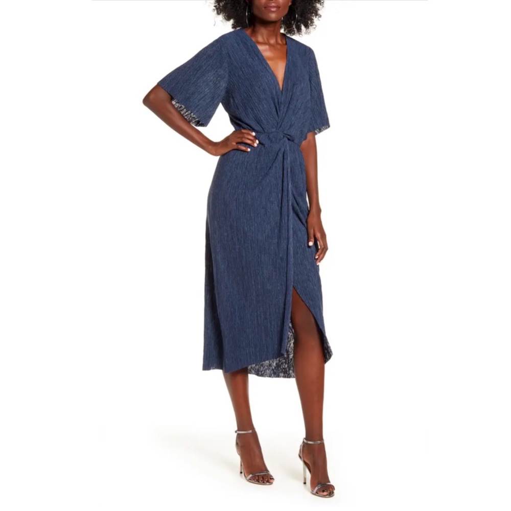 Dolman Plissé Midi Dress